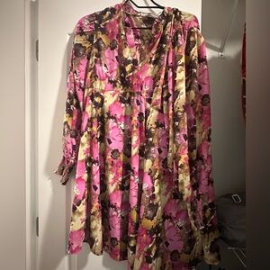 Umgee Pink and Brown Floral Dress